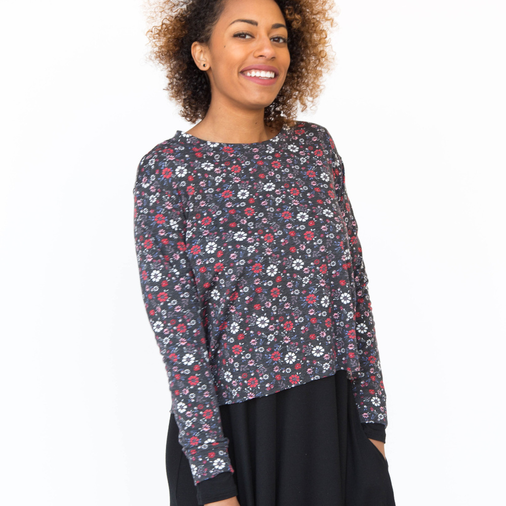 Pullover Mini Floral Black/Red